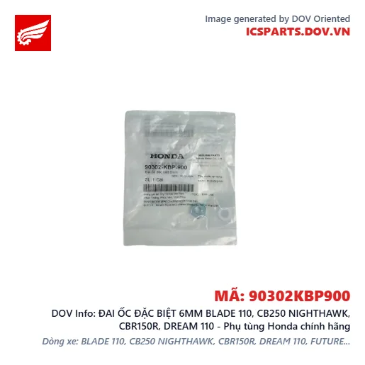 ĐAI ỐC ĐẶC BIỆT 6MM BLADE 110, CB250 NIGHTHAWK, CBR150R, DREAM 110 - Phụ tùng Honda chính hãng