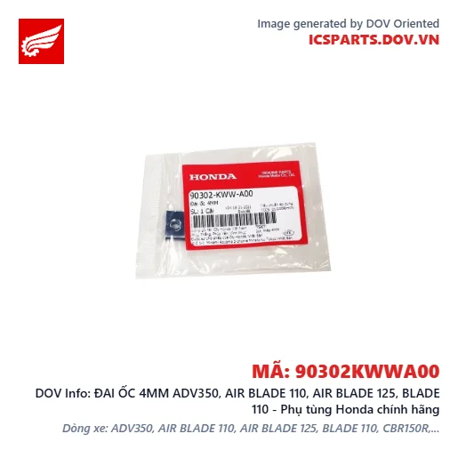 ĐAI ỐC 4MM ADV350, AIR BLADE 110, AIR BLADE 125, BLADE 110 - Phụ tùng Honda chính hãng