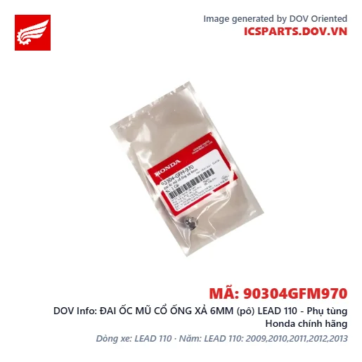 ĐAI ỐC MŨ CỔ ỐNG XẢ 6MM (pô) LEAD 110 - Phụ tùng Honda chính hãng