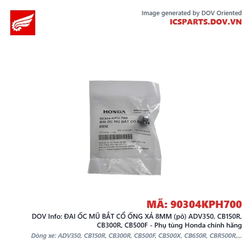 ĐAI ỐC MŨ BẮT CỔ ỐNG XẢ 8MM (pô) ADV350, CB150R, CB300R, CB500F - Phụ tùng Honda chính hãng