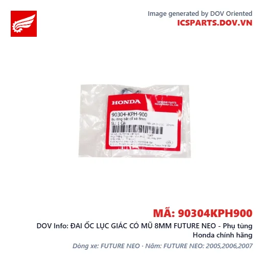 ĐAI ỐC LỤC GIÁC CÓ MŨ 8MM FUTURE NEO - Phụ tùng Honda chính hãng