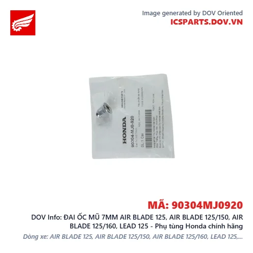 ĐAI ỐC MŨ 7MM AIR BLADE 125, AIR BLADE 125/150, AIR BLADE 125/160, LEAD 125 - Phụ tùng Honda chính hãng