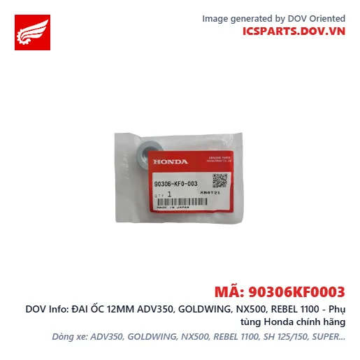 ĐAI ỐC 12MM ADV350, GOLDWING, NX500, REBEL 1100 - Phụ tùng Honda chính hãng