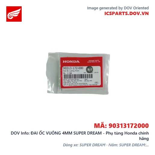 ĐAI ỐC VUÔNG 4MM SUPER DREAM - Phụ tùng Honda chính hãng