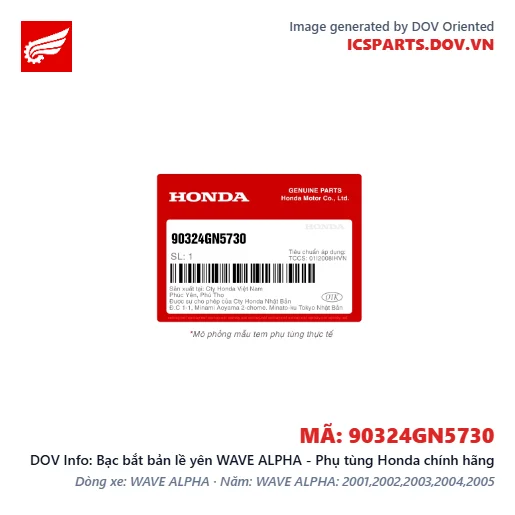 Bạc bắt bản lề yên WAVE ALPHA - Phụ tùng Honda chính hãng