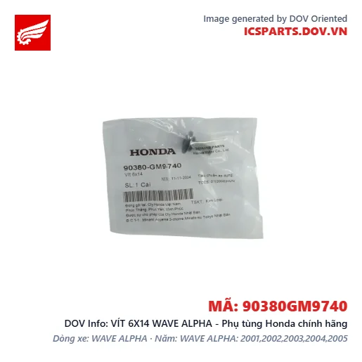 VÍT 6X14 WAVE ALPHA - Phụ tùng Honda chính hãng