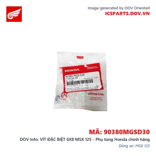 VÍT ĐẶC BIỆT 6X8 MSX 125 - Phụ tùng Honda chính hãng