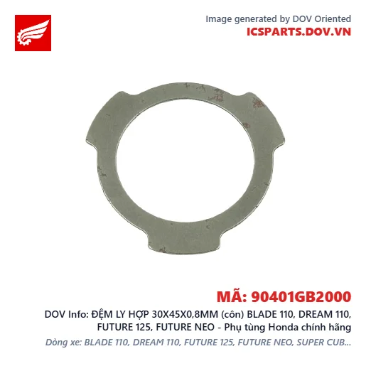ĐỆM LY HỢP 30X45X0,8MM (côn) BLADE 110, DREAM 110, FUTURE 125, FUTURE NEO - Phụ tùng Honda chính hãng