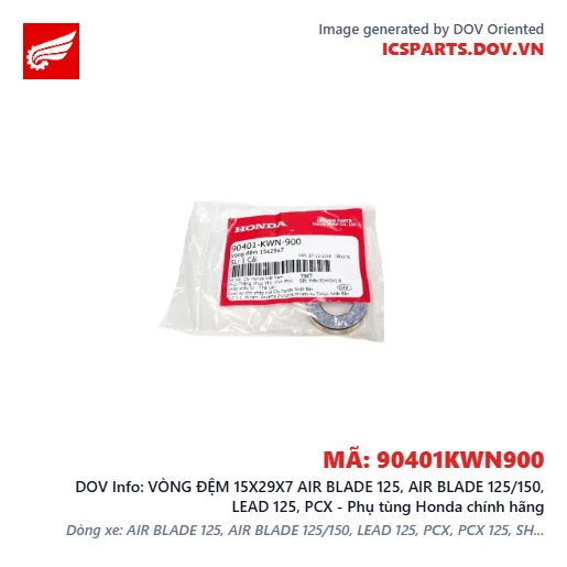 VÒNG ĐỆM 15X29X7 AIR BLADE 125, AIR BLADE 125/150, LEAD 125, PCX - Phụ tùng Honda chính hãng