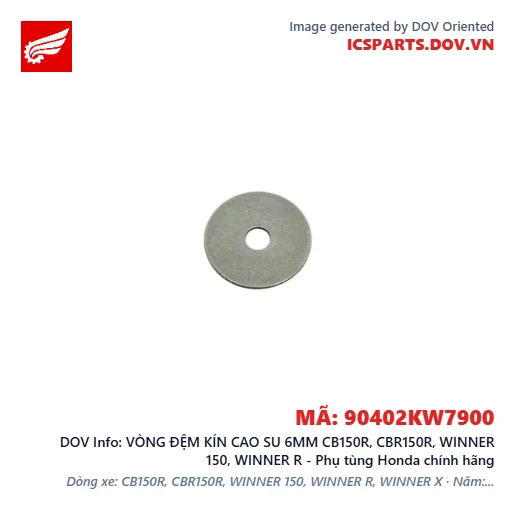 VÒNG ĐỆM KÍN CAO SU 6MM CB150R, CBR150R, WINNER 150, WINNER R - Phụ tùng Honda chính hãng