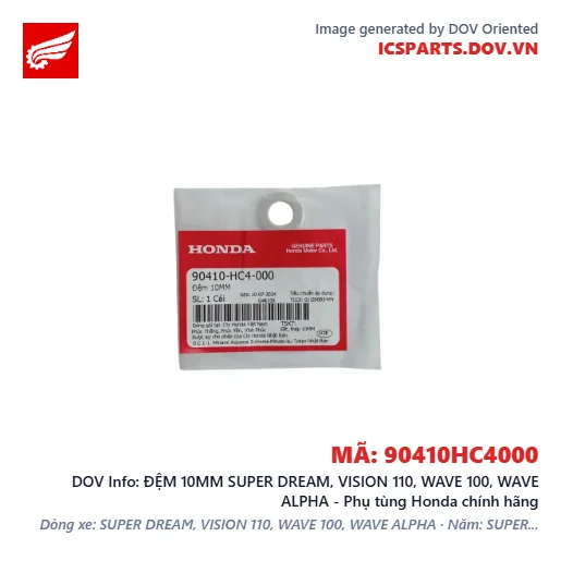 ĐỆM 10MM SUPER DREAM, VISION 110, WAVE 100, WAVE ALPHA - Phụ tùng Honda chính hãng
