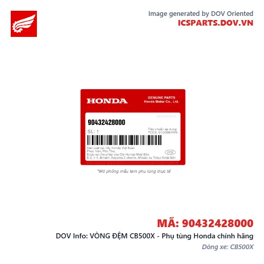 VÒNG ĐỆM CB500X - Phụ tùng Honda chính hãng
