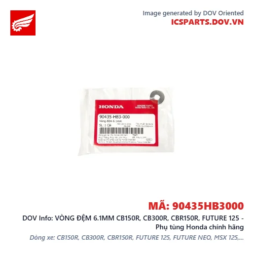 VÒNG ĐỆM 6.1MM CB150R, CB300R, CBR150R, FUTURE 125 - Phụ tùng Honda chính hãng