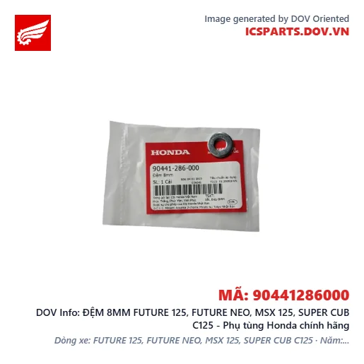ĐỆM 8MM FUTURE 125, FUTURE NEO, MSX 125, SUPER CUB C125 - Phụ tùng Honda chính hãng