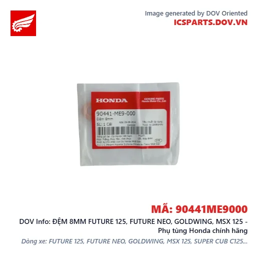 ĐỆM 8MM FUTURE 125, FUTURE NEO, GOLDWING, MSX 125 - Phụ tùng Honda chính hãng