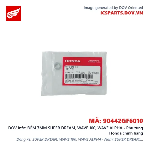 ĐỆM 7MM SUPER DREAM, WAVE 100, WAVE ALPHA - Phụ tùng Honda chính hãng