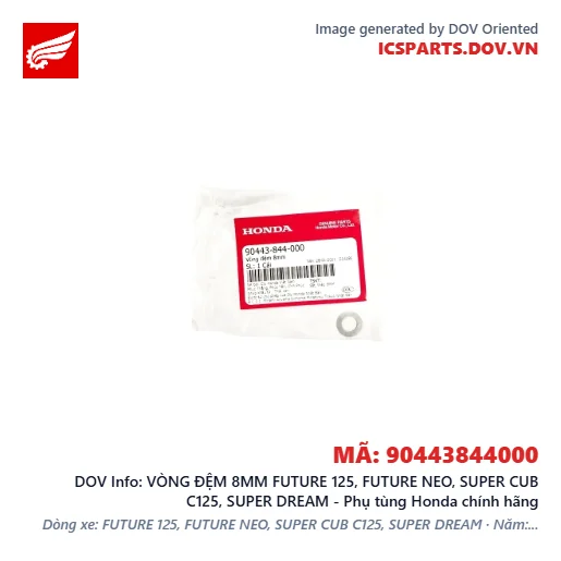 VÒNG ĐỆM 8MM FUTURE 125, FUTURE NEO, SUPER CUB C125, SUPER DREAM - Phụ tùng Honda chính hãng