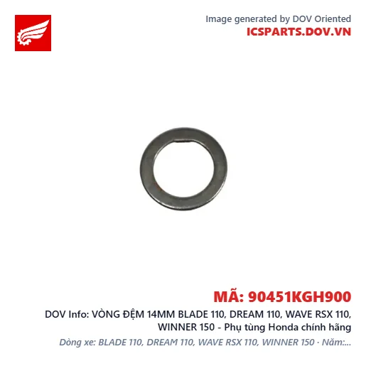 VÒNG ĐỆM 14MM BLADE 110, DREAM 110, WAVE RSX 110, WINNER 150 - Phụ tùng Honda chính hãng