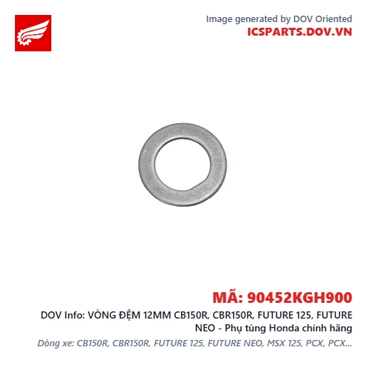 VÒNG ĐỆM 12MM CB150R, CBR150R, FUTURE 125, FUTURE NEO - Phụ tùng Honda chính hãng
