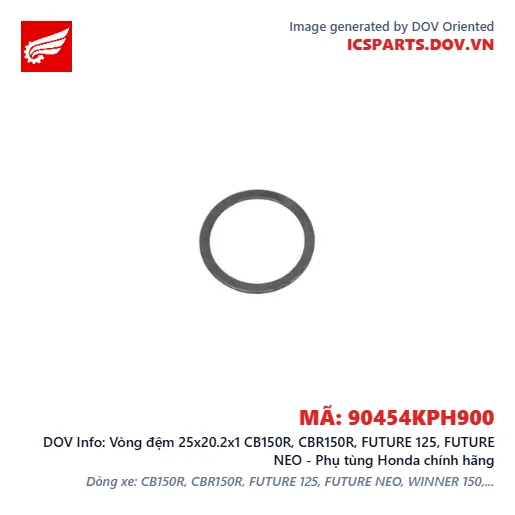 Vòng đệm 25x20.2x1 CB150R, CBR150R, FUTURE 125, FUTURE NEO - Phụ tùng Honda chính hãng