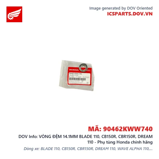 VÒNG ĐỆM 14.1MM BLADE 110, CB150R, CBR150R, DREAM 110 - Phụ tùng Honda chính hãng