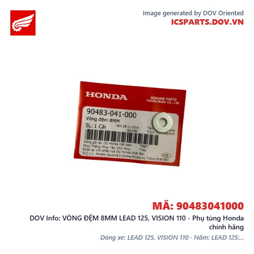 VÒNG ĐỆM 8MM LEAD 125, VISION 110 - Phụ tùng Honda chính hãng