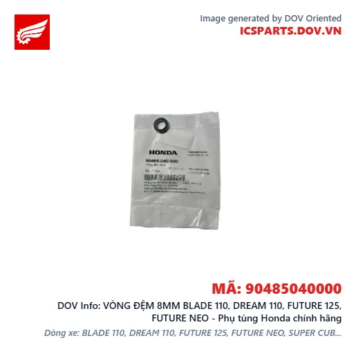 VÒNG ĐỆM 8MM BLADE 110, DREAM 110, FUTURE 125, FUTURE NEO - Phụ tùng Honda chính hãng