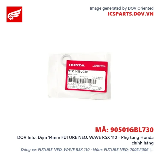 Đệm 14mm FUTURE NEO, WAVE RSX 110 - Phụ tùng Honda chính hãng