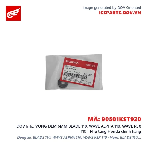 VÒNG ĐỆM 6MM BLADE 110, WAVE ALPHA 110, WAVE RSX 110 - Phụ tùng Honda chính hãng