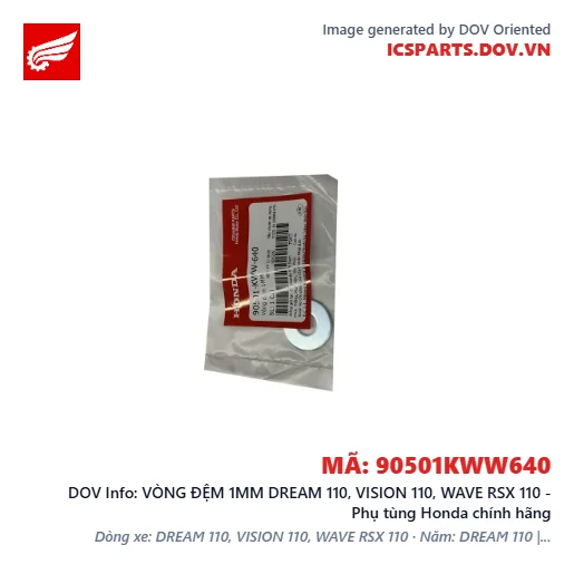VÒNG ĐỆM 1MM DREAM 110, VISION 110, WAVE RSX 110 - Phụ tùng Honda chính hãng