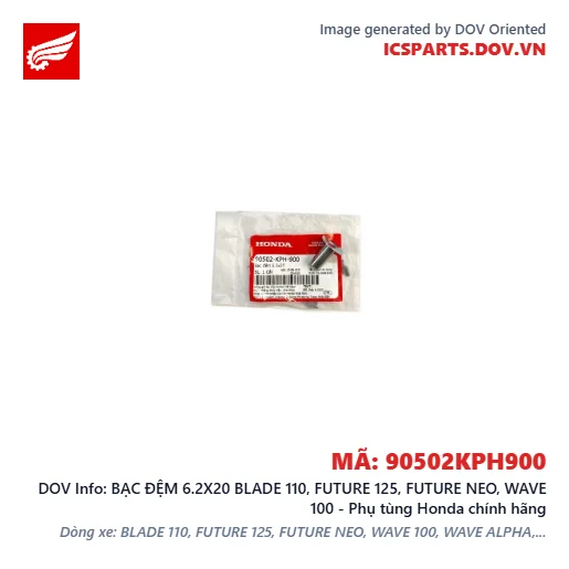 BẠC ĐỆM 6.2X20 BLADE 110, FUTURE 125, FUTURE NEO, WAVE 100 - Phụ tùng Honda chính hãng