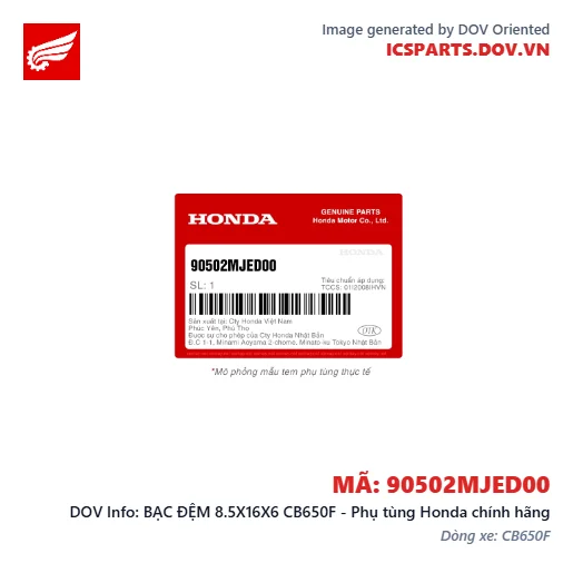 BẠC ĐỆM 8.5X16X6 CB650F - Phụ tùng Honda chính hãng