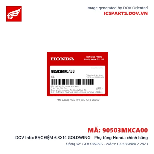 BẠC ĐỆM 6.3X14 GOLDWING - Phụ tùng Honda chính hãng