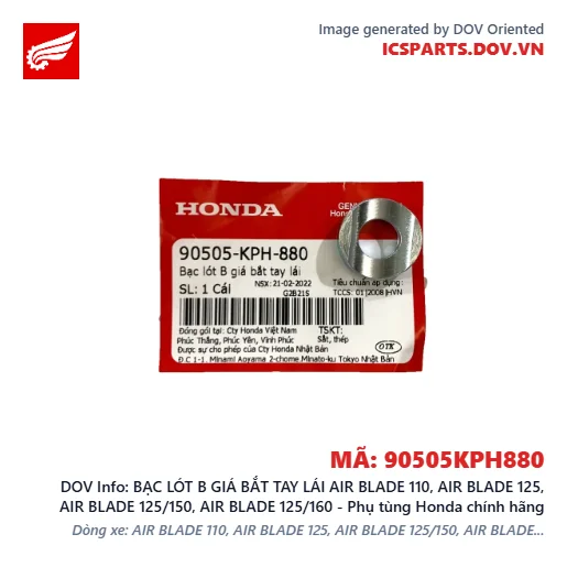 BẠC LÓT B GIÁ BẮT TAY LÁI AIR BLADE 110, AIR BLADE 125, AIR BLADE 125/150, AIR BLADE 125/160 - Phụ tùng Honda chính hãng