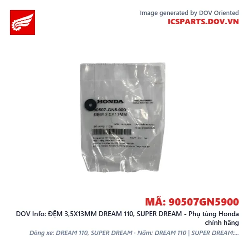 ĐỆM 3,5X13MM DREAM 110, SUPER DREAM - Phụ tùng Honda chính hãng