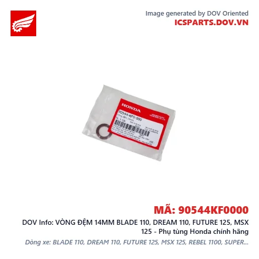 VÒNG ĐỆM 14MM BLADE 110, DREAM 110, FUTURE 125, MSX 125 - Phụ tùng Honda chính hãng