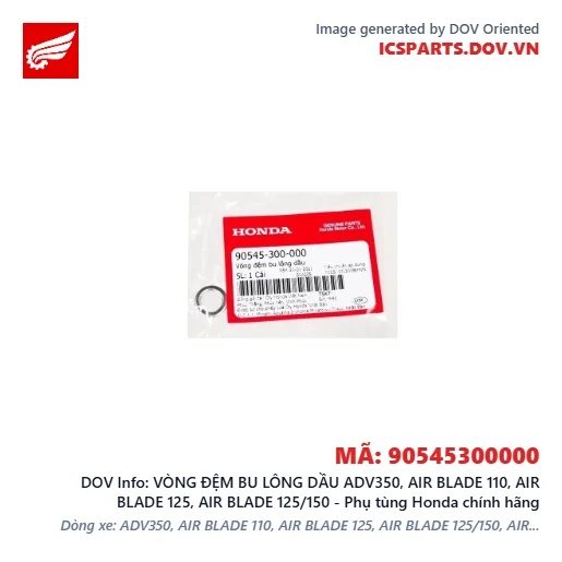 VÒNG ĐỆM BU LÔNG DẦU ADV350, AIR BLADE 110, AIR BLADE 125, AIR BLADE 125/150 - Phụ tùng Honda chính hãng