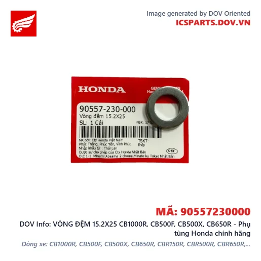 VÒNG ĐỆM 15.2X25 CB1000R, CB500F, CB500X, CB650R - Phụ tùng Honda chính hãng