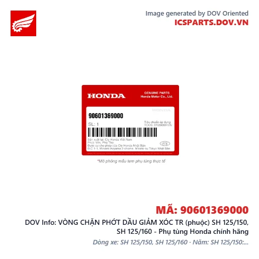 VÒNG CHẶN PHỚT DẦU GIẢM XÓC TR (phuộc) SH 125/150, SH 125/160 - Phụ tùng Honda chính hãng