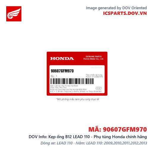 Kẹp ống B12 LEAD 110 - Phụ tùng Honda chính hãng