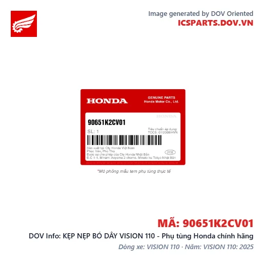KẸP NẸP BÓ DÂY VISION 110 - Phụ tùng Honda chính hãng