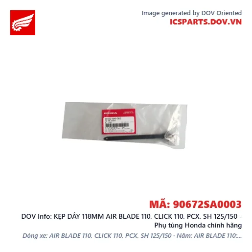 KẸP DÂY 118MM AIR BLADE 110, CLICK 110, PCX, SH 125/150 - Phụ tùng Honda chính hãng