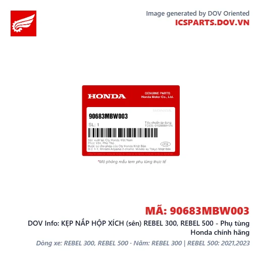 KẸP NẮP HỘP XÍCH (sên) REBEL 300, REBEL 500 - Phụ tùng Honda chính hãng