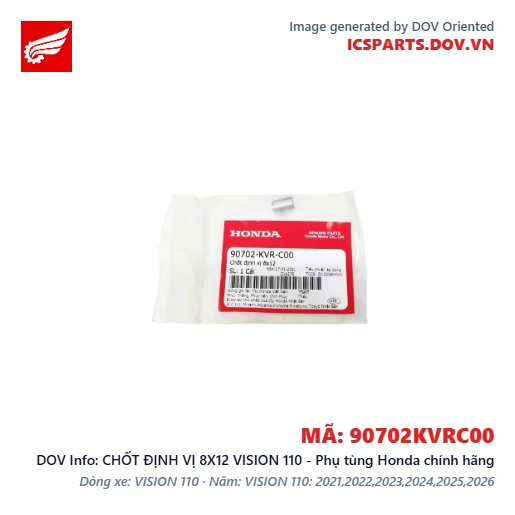 CHỐT ĐỊNH VỊ 8X12 VISION 110 - Phụ tùng Honda chính hãng