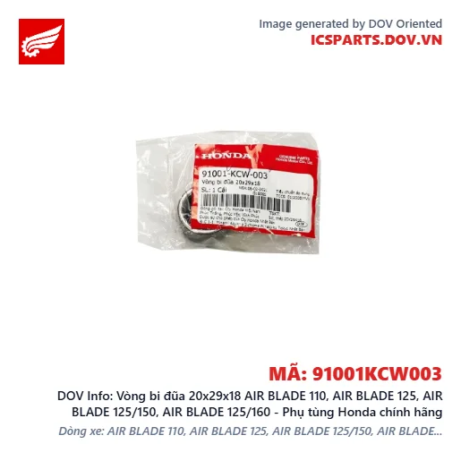 Vòng bi đũa 20x29x18 AIR BLADE 110, AIR BLADE 125, AIR BLADE 125/150, AIR BLADE 125/160 - Phụ tùng Honda chính hãng