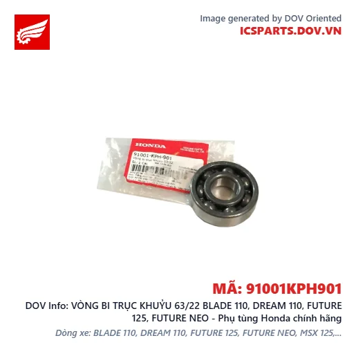 VÒNG BI TRỤC KHUỶU 63/22 BLADE 110, DREAM 110, FUTURE 125, FUTURE NEO - Phụ tùng Honda chính hãng