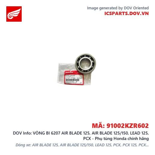 VÒNG BI 6207 AIR BLADE 125, AIR BLADE 125/150, LEAD 125, PCX - Phụ tùng Honda chính hãng