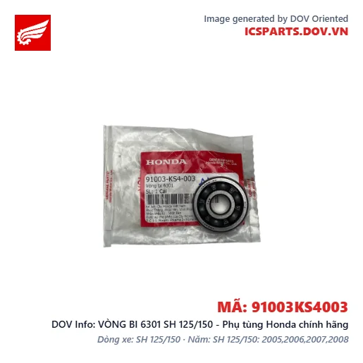 VÒNG BI 6301 SH 125/150 - Phụ tùng Honda chính hãng