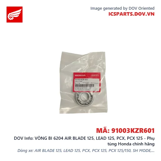VÒNG BI 6204 AIR BLADE 125, LEAD 125, PCX, PCX 125 - Phụ tùng Honda chính hãng