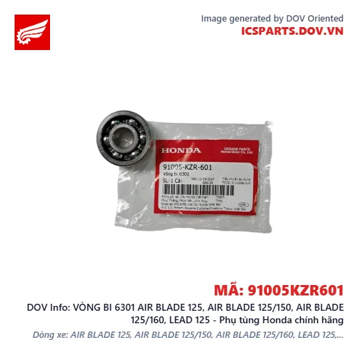 VÒNG BI 6301 AIR BLADE 125, AIR BLADE 125/150, AIR BLADE 125/160, LEAD 125 - Phụ tùng Honda chính hãng